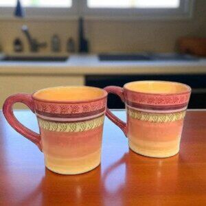 2 Vintage Kashmir Ambiance Ceramic Mugs
